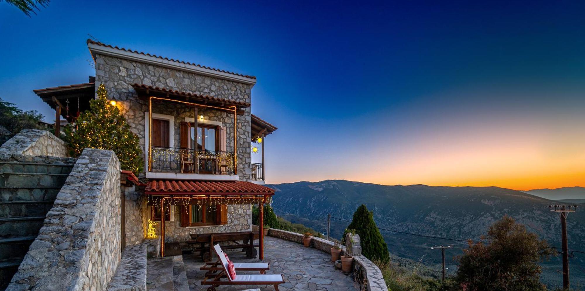 Rock Dandy Deluxe Chalet In Arachova - Delphi, Sauna, Prv Parking, Amazing View Exteriör bild